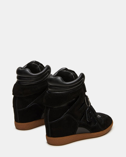 MAVIS Black Suede High-Top Velcro Women's Sneaker | Steve Madden