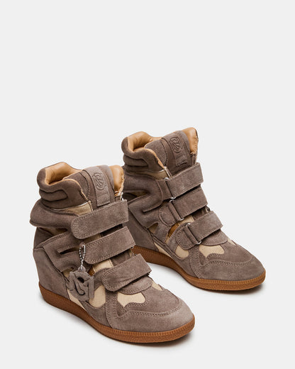 MAVIS Taupe Suede High-Top Velcro Women's Sneaker | Steve Madden