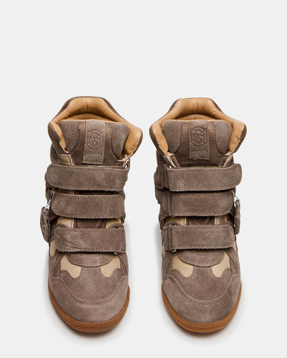 MAVIS Taupe Suede High-Top Velcro Women's Sneaker | Steve Madden