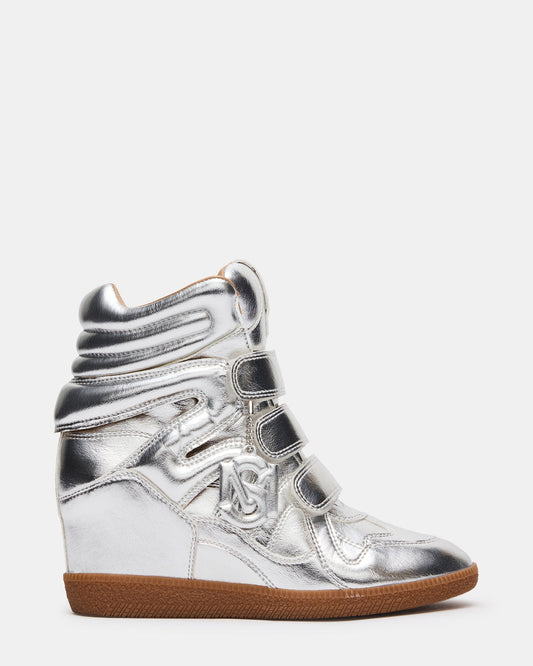 MAVIS Silver High-Top Velcro Women's Sneaker | Steve Madden