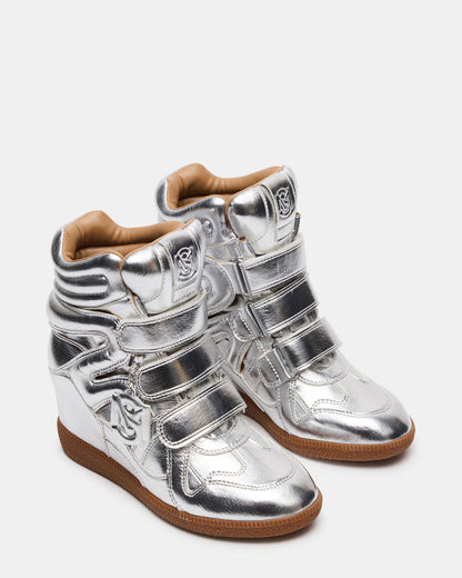 MAVIS Silver High-Top Velcro Women's Sneaker | Steve Madden
