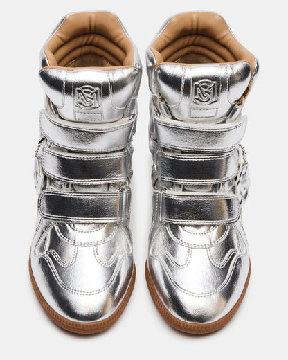MAVIS Silver High-Top Velcro Women's Sneaker | Steve Madden