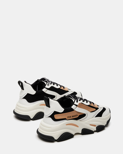 POSSESSION Black/Tan Platform Lace-Up Women's Sneaker | Steve Madden