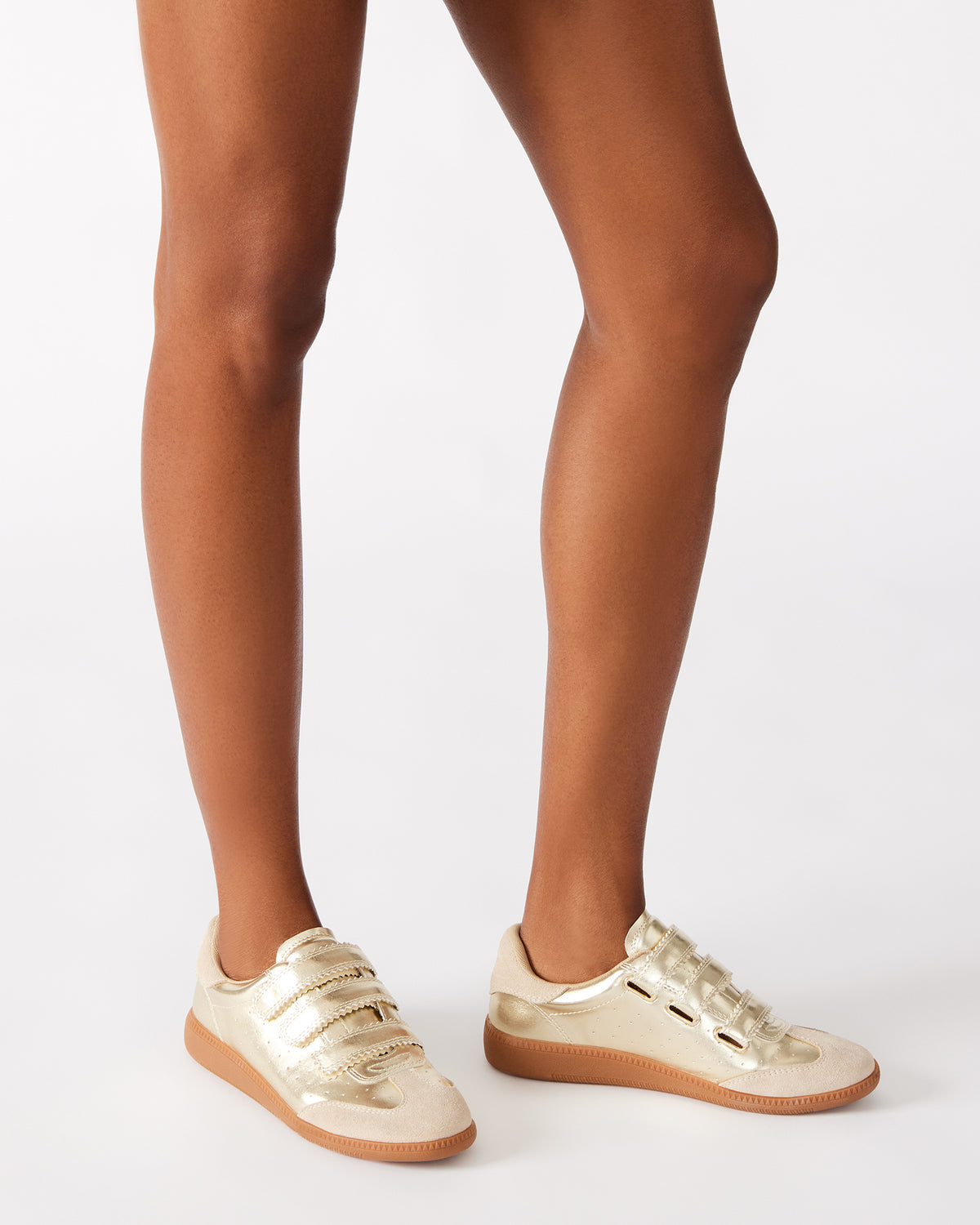 MOMENTUM Gold Velcro Low-Top Women's Sneakers | Steve Madden
