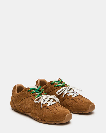 AZIEL Camel Suede Low-Top Lace-Up Women's Sneakers | Steve Madden