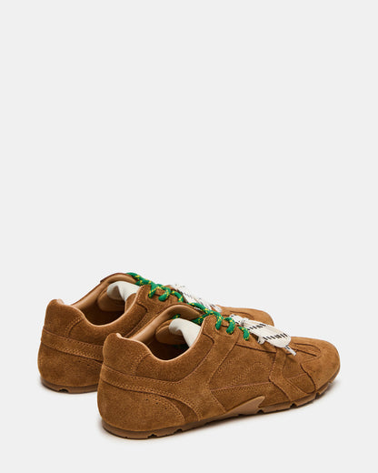 AZIEL Camel Suede Low-Top Lace-Up Women's Sneakers | Steve Madden
