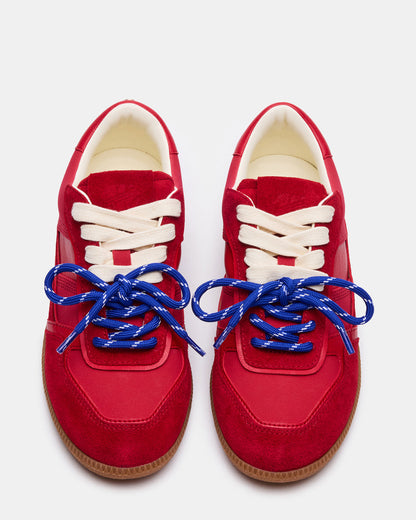 SPORTY Red Low-Top Lace-Up Women's Sneaker | Steve Madden