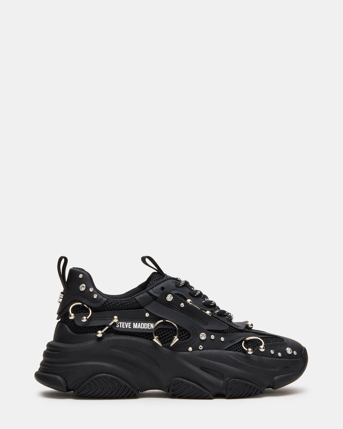 POSSESSION Piercing Black Platform Lace-Up Women's Sneaker | Steve Madden