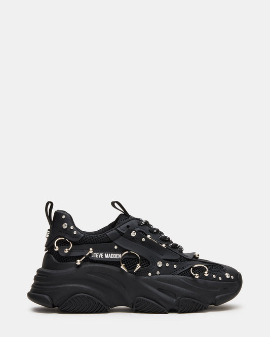 POSSESSION Piercing Black Platform Lace-Up Women's Sneaker | Steve Madden