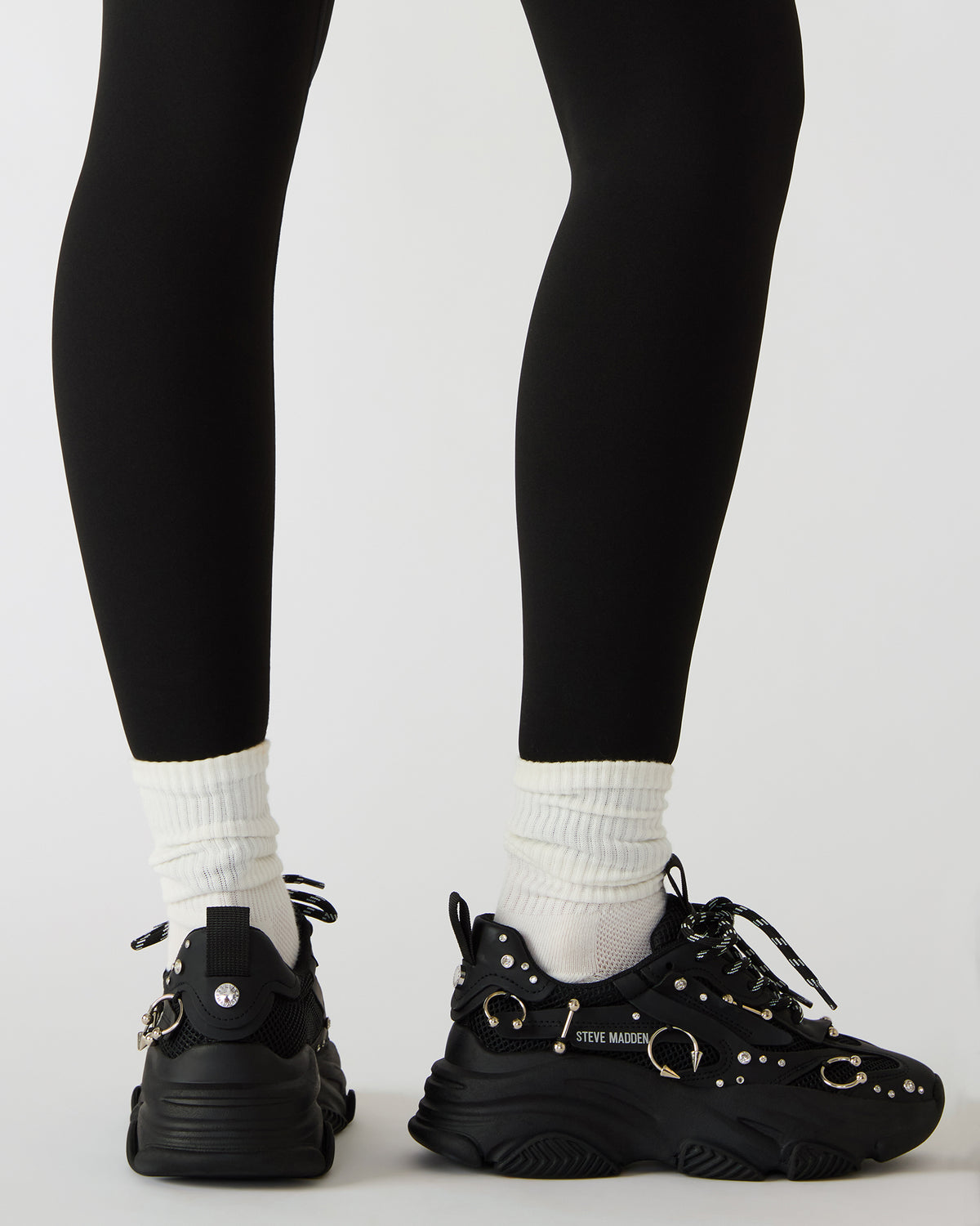 POSSESSION Piercing Black Platform Lace-Up Women's Sneaker | Steve Madden