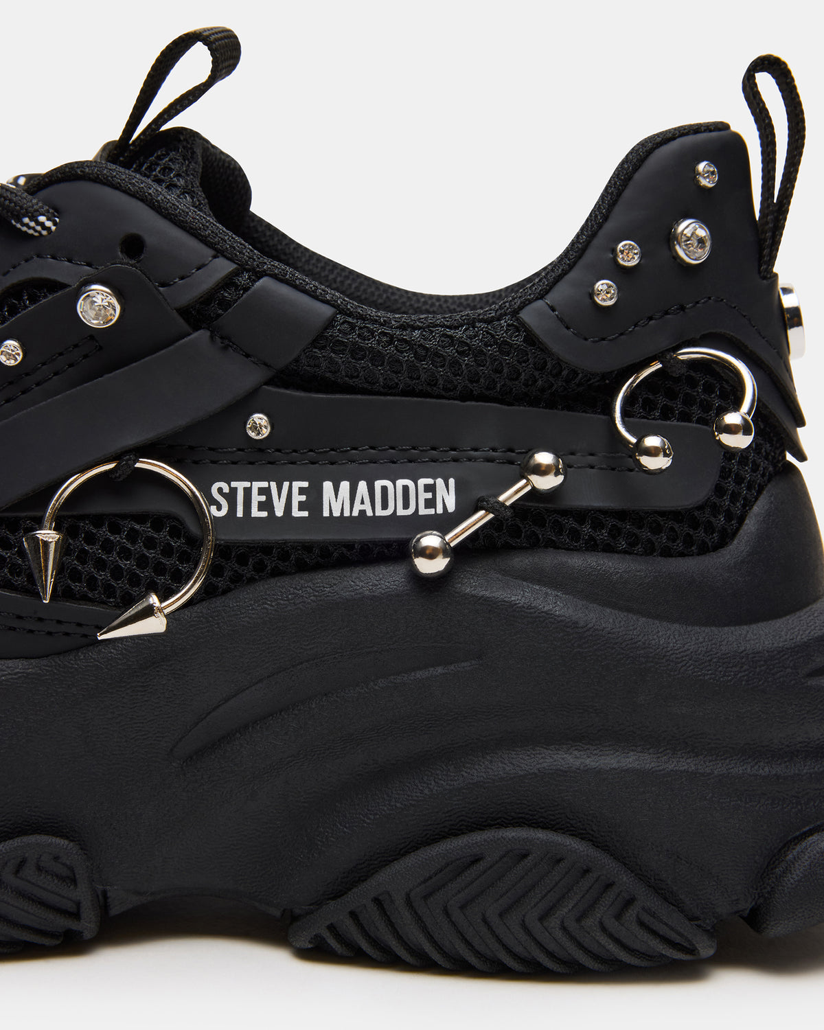 POSSESSION Piercing Black Platform Lace-Up Women's Sneaker | Steve Madden