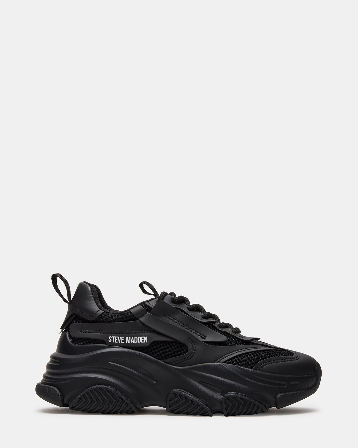 POSSESSION Black Platform Lace-Up Women's Sneaker | Steve Madden
