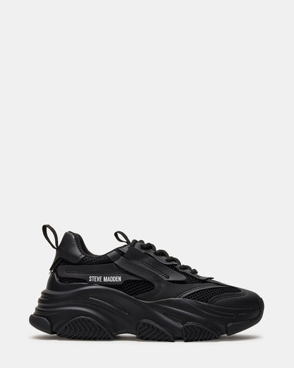 POSSESSION Black Platform Lace-Up Women's Sneaker | Steve Madden