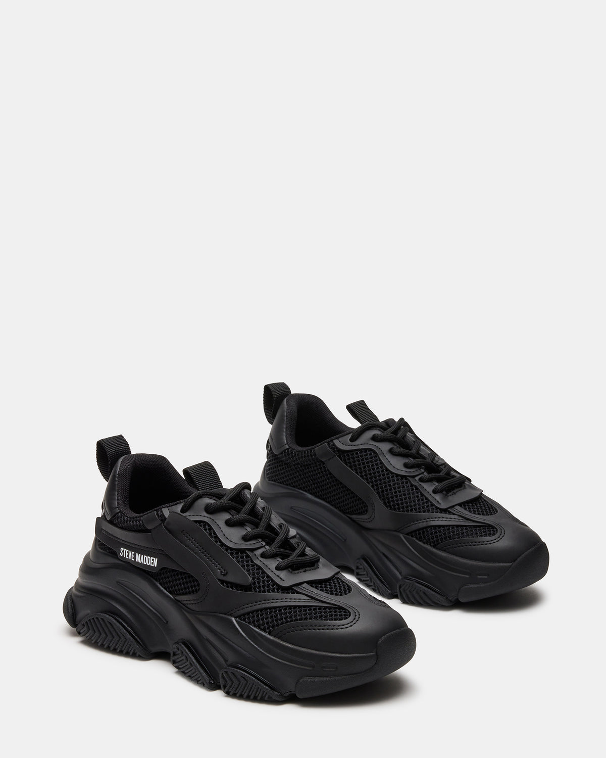 POSSESSION Black Platform Lace-Up Women's Sneaker | Steve Madden