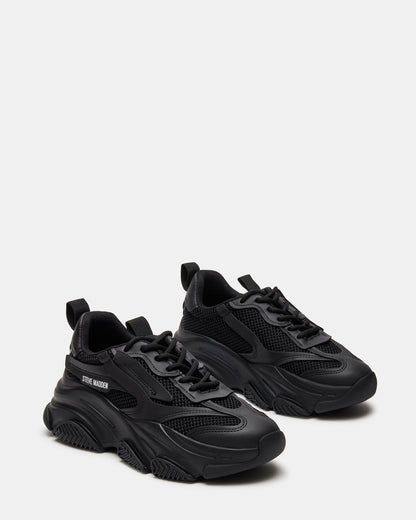 POSSESSION Black Platform Lace-Up Women's Sneaker | Steve Madden
