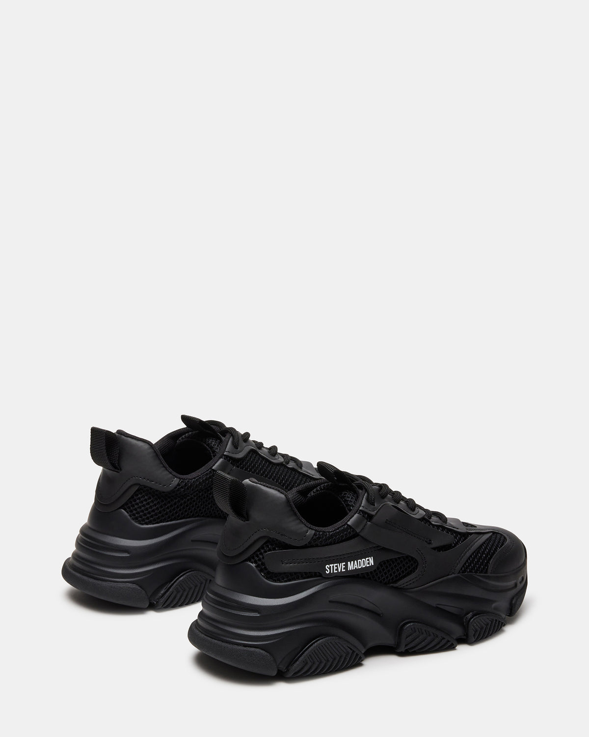 POSSESSION Black Platform Lace-Up Women's Sneaker | Steve Madden