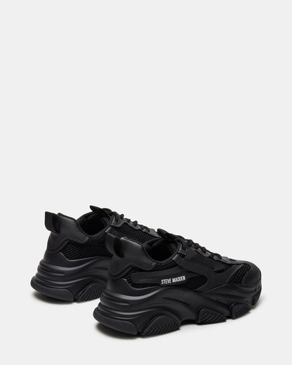POSSESSION Black Platform Lace-Up Women's Sneaker | Steve Madden