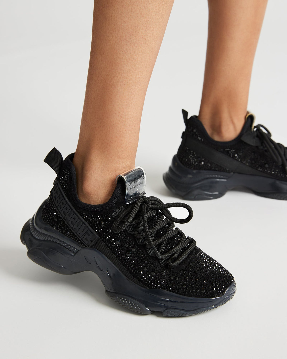 MAXIMA Black Rhinestones Women's Sneakers | Steve Madden