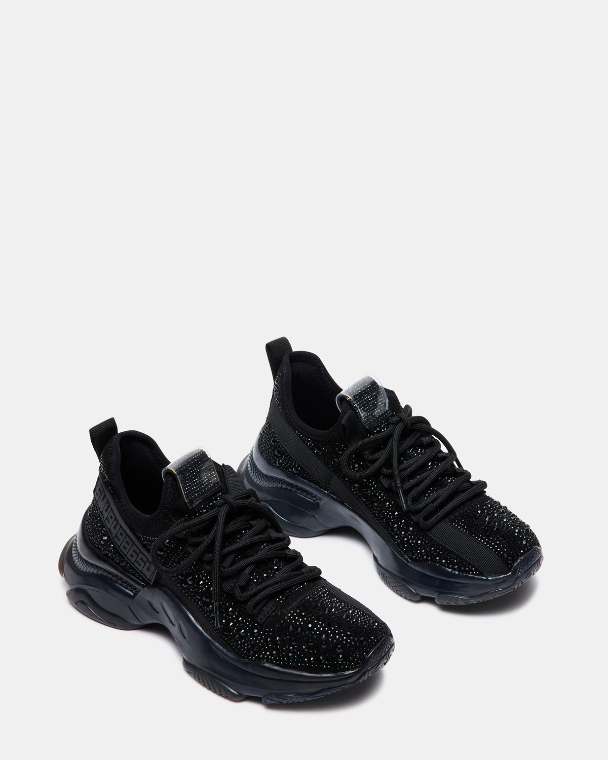 MAXIMA Black Rhinestones Women's Sneakers | Steve Madden