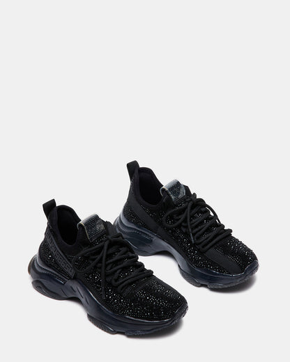 MAXIMA Black Rhinestones Women's Sneakers | Steve Madden