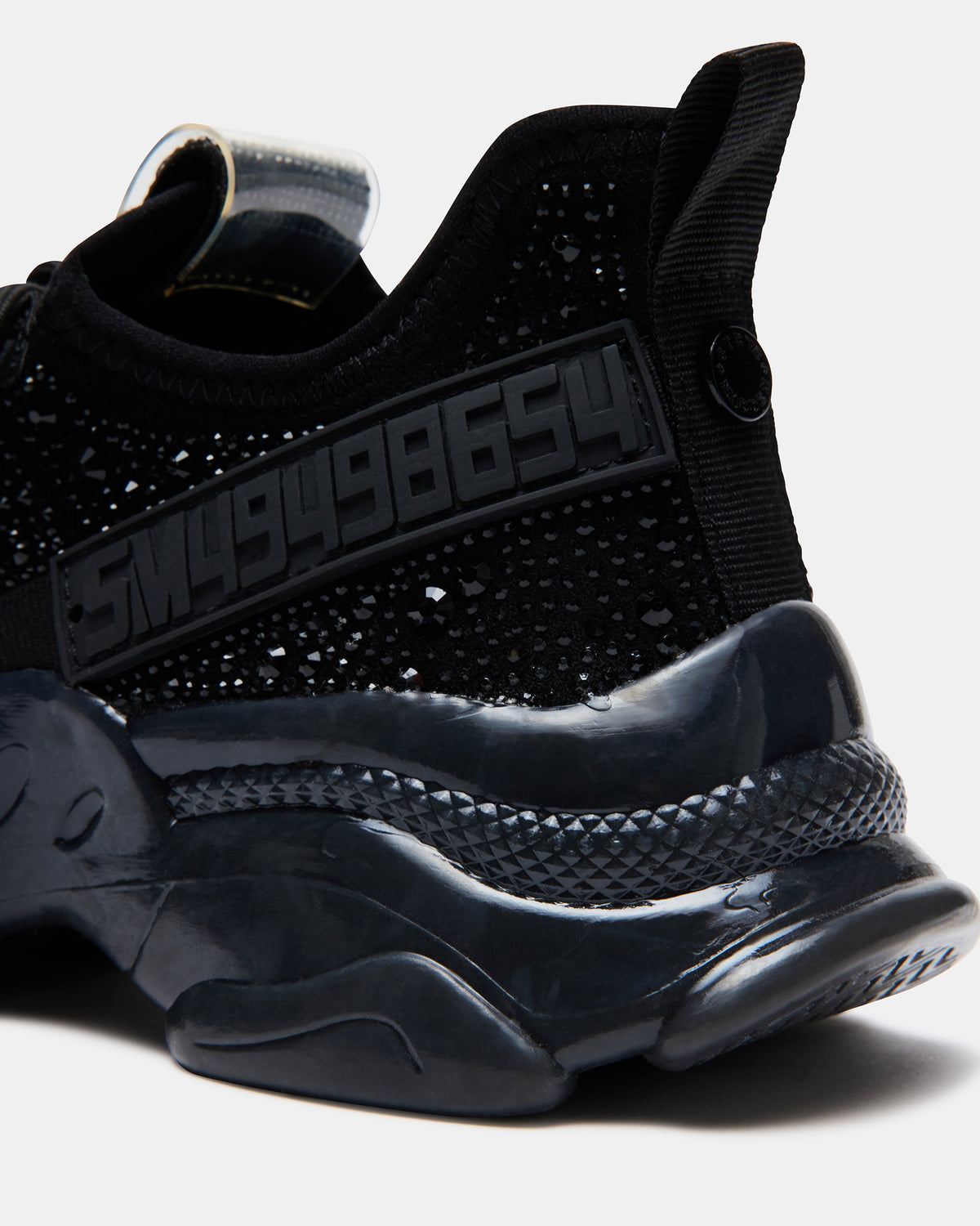 MAXIMA Black Rhinestones Women's Sneakers | Steve Madden