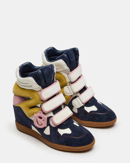 MAVIS Navy Suede High-Top Velcro Women's Sneaker | Steve Madden