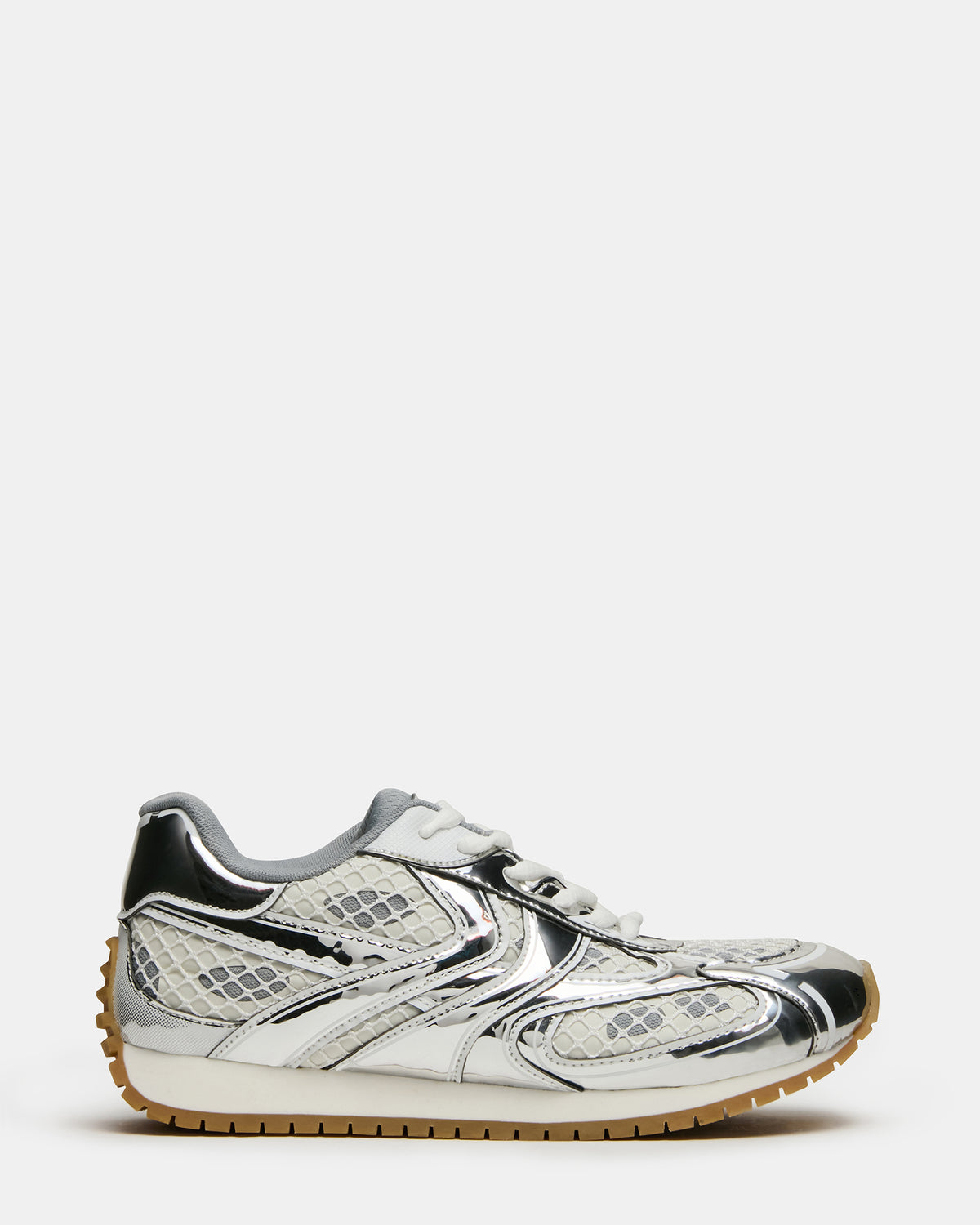 PAGER Silver Multi Low-Top Lace-Up Mesh Women's Sneaker | Steve Madden