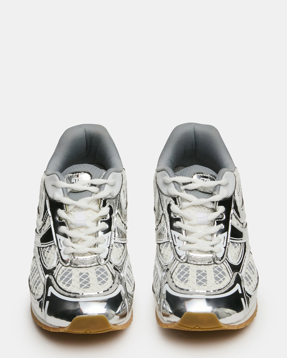 PAGER Silver Multi Low-Top Lace-Up Mesh Women's Sneaker | Steve Madden
