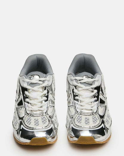 PAGER Silver Multi Low-Top Lace-Up Mesh Women's Sneaker | Steve Madden