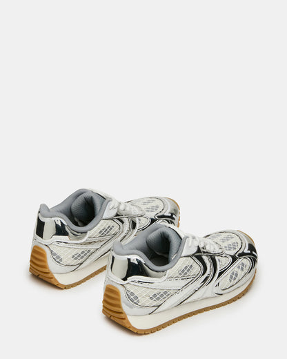 PAGER Silver Multi Low-Top Lace-Up Mesh Women's Sneaker | Steve Madden