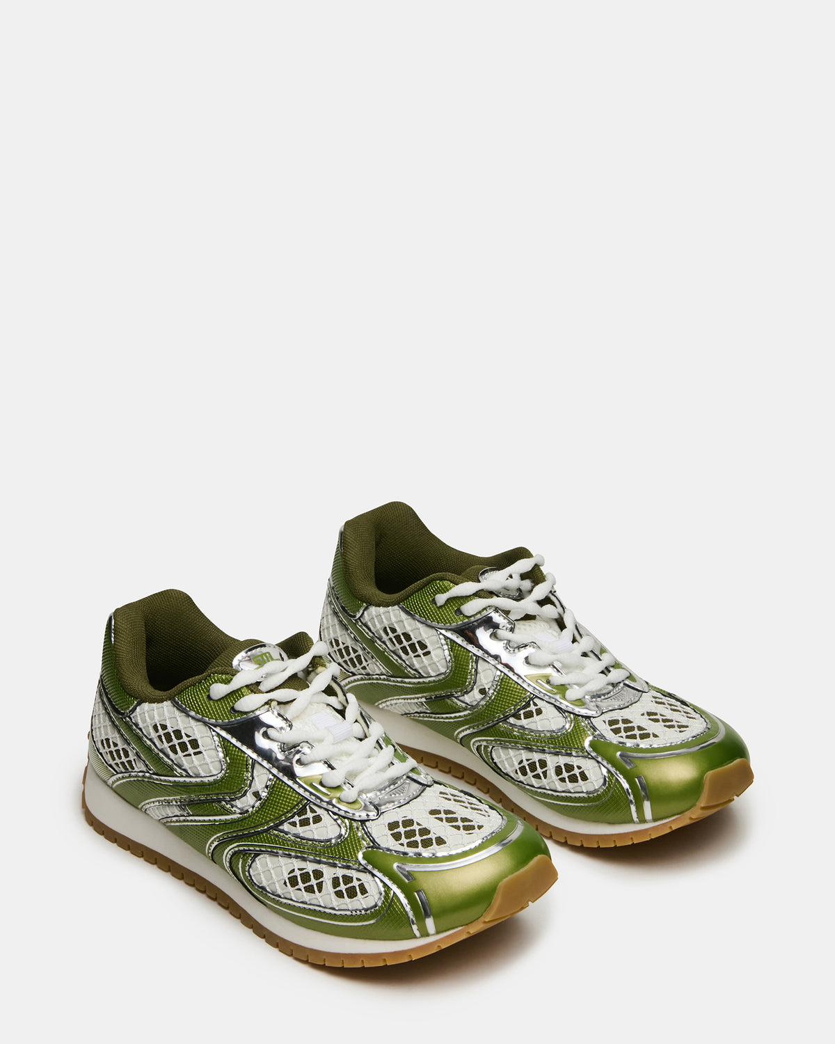 PAGER Green Multi Low-Top Lace-Up Mesh Women's Sneaker | Steve Madden