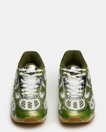 PAGER Green Multi Low-Top Lace-Up Mesh Women's Sneaker | Steve Madden