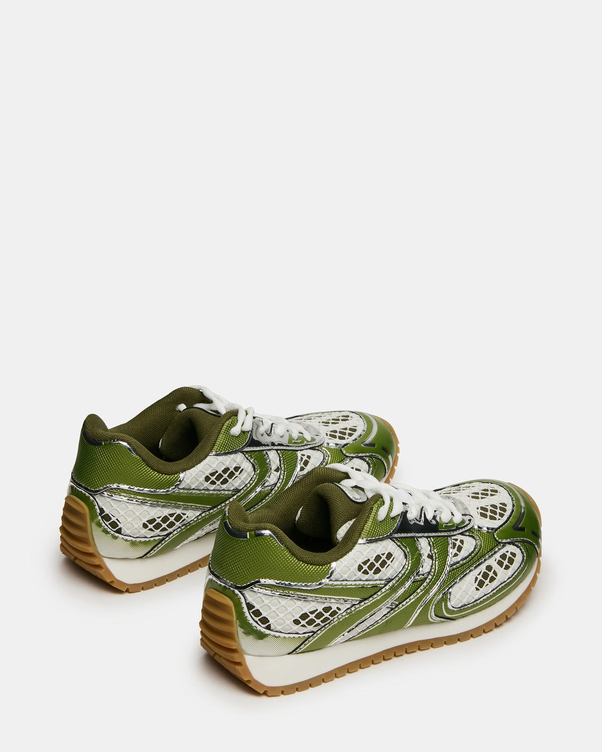 PAGER Green Multi Low-Top Lace-Up Mesh Women's Sneaker | Steve Madden