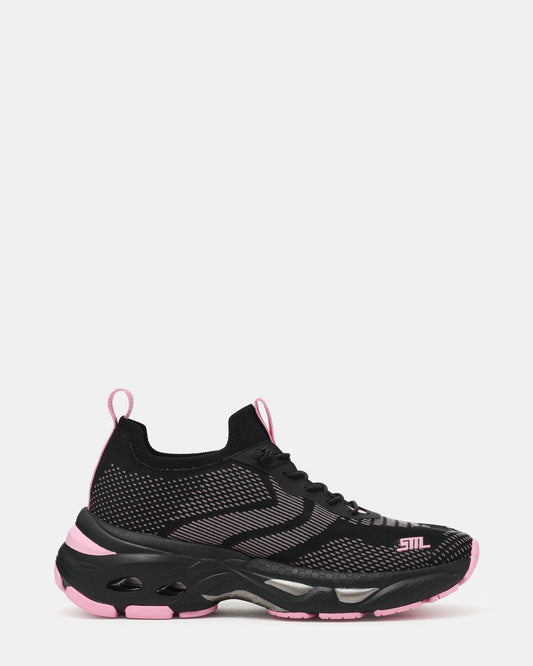 SWOOP Black Multi Lace-Up Low-Top Platform Athletic Women's Sneaker | Steve Madden