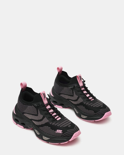 SWOOP Black Multi Lace-Up Low-Top Platform Athletic Women's Sneaker | Steve Madden