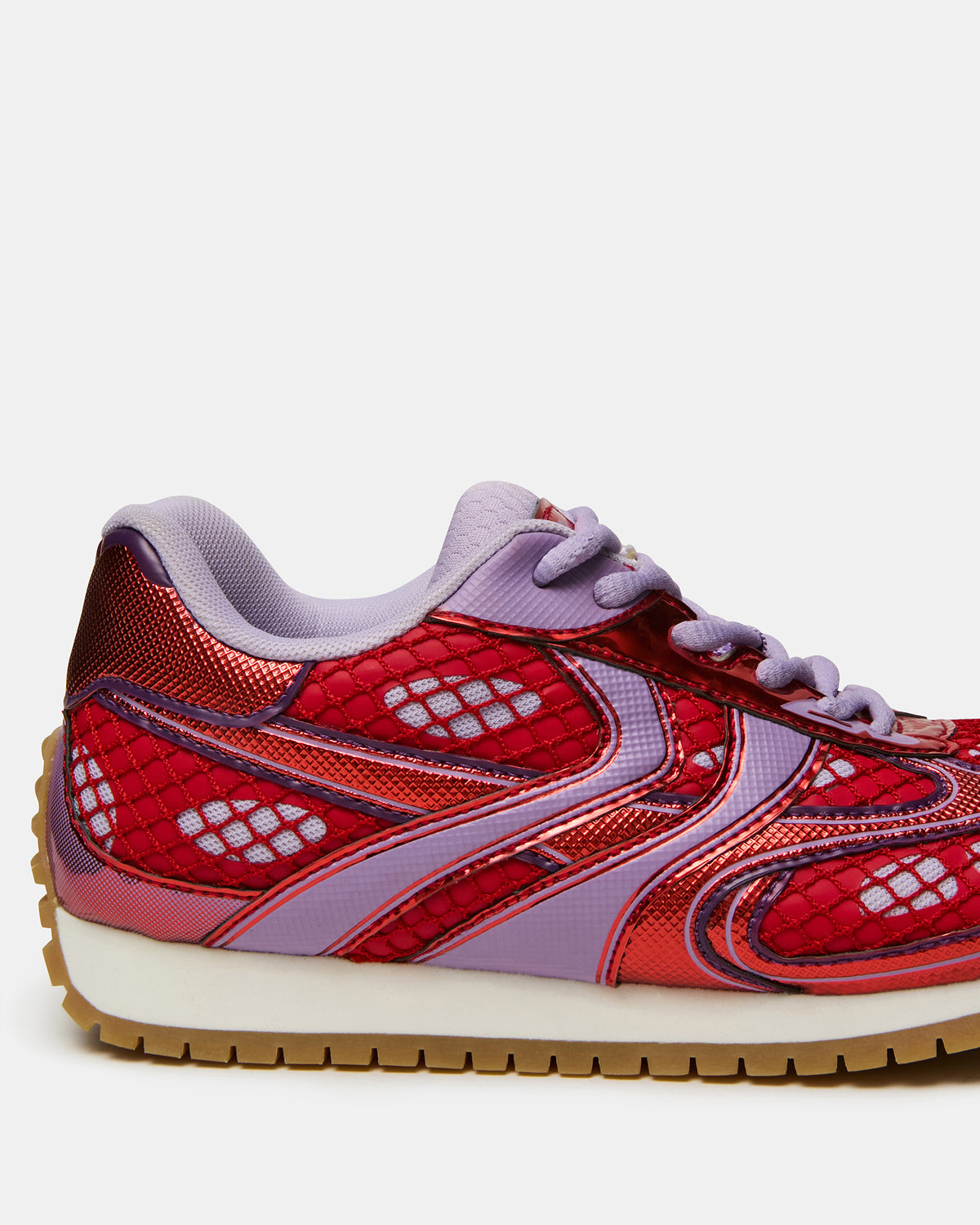 PAGER Red Multi Low-Top Lace-Up Mesh Women's Sneaker | Steve Madden