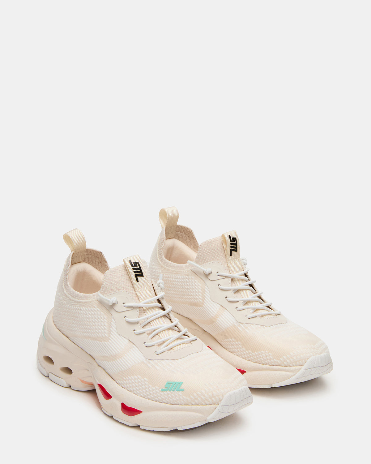 SWOOP White Multi Lace-Up Low-Top Platform Athletic Women's Sneaker | Steve Madden