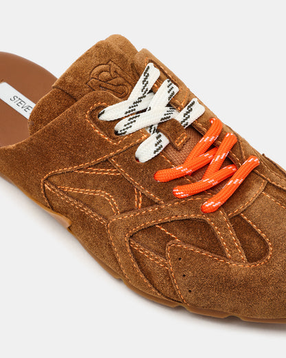 AZIEL MULE Chestnut Suede Low-Top Lace-Up Slip-On Women's Sneaker | Steve Madden