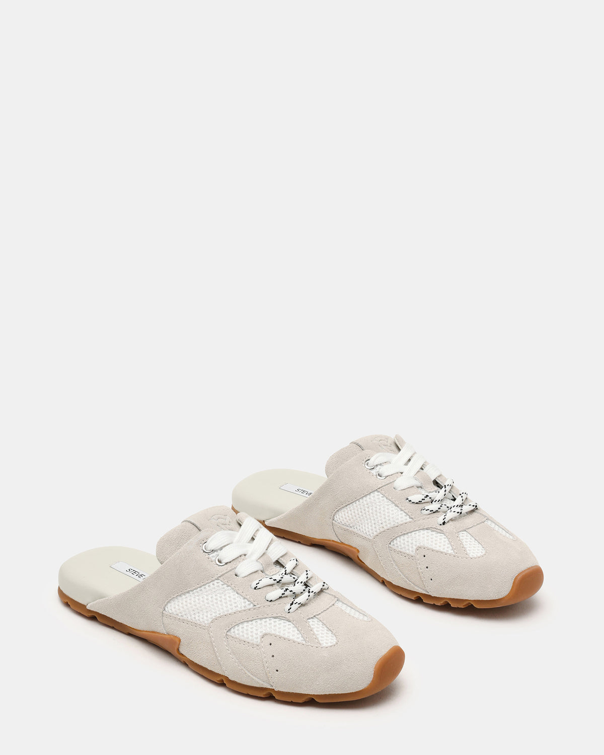 AZIEL MULE White Suede Low-Top Lace-Up Slip-On Women's Sneaker | Steve Madden