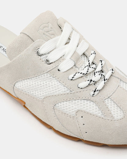 AZIEL MULE White Suede Low-Top Lace-Up Slip-On Women's Sneaker | Steve Madden