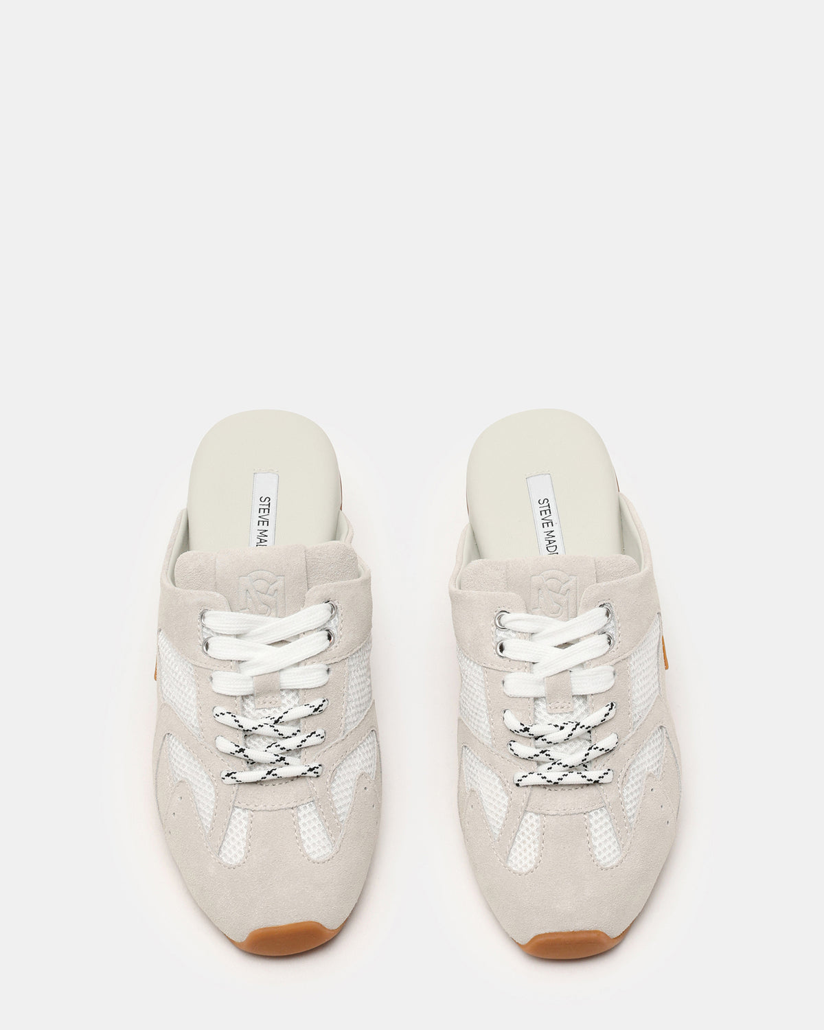 AZIEL MULE White Suede Low-Top Lace-Up Slip-On Women's Sneaker | Steve Madden