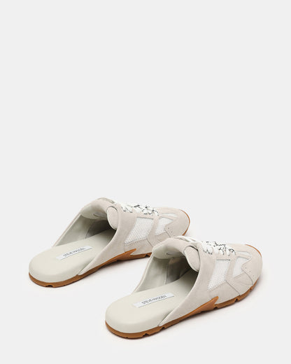 AZIEL MULE White Suede Low-Top Lace-Up Slip-On Women's Sneaker | Steve Madden