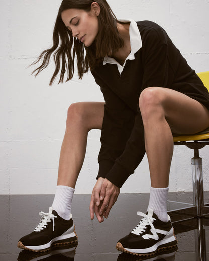 CAMPO Black/White Lace-Up Women's Sneaker | Steve Madden