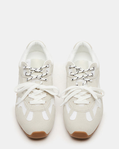 AZIEL White Low-Top Lace-Up Women's Sneakers | Steve Madden