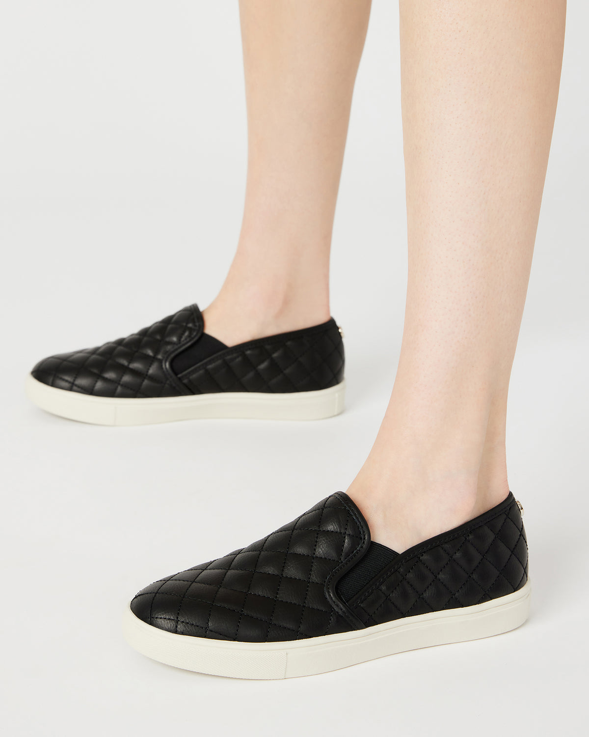 ECENTRCQ Black Leather Women's Slip On Sneakers | Steve Madden