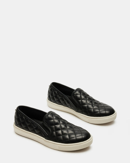 ECENTRCQ Black Leather Women's Slip On Sneakers | Steve Madden