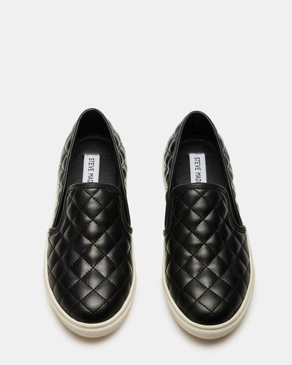 ECENTRCQ Black Leather Women's Slip On Sneakers | Steve Madden
