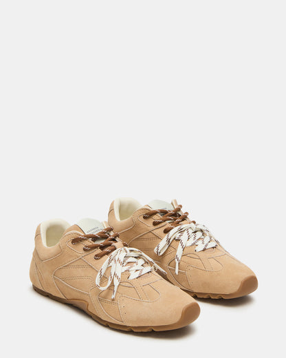 AZIEL Sand Suede Low-Top Lace-Up Women's Sneakers | Steve Madden