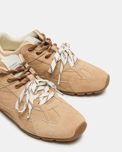 AZIEL Sand Suede Low-Top Lace-Up Women's Sneakers | Steve Madden