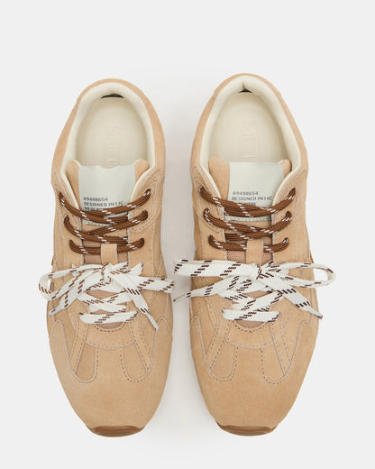 AZIEL Sand Suede Low-Top Lace-Up Women's Sneakers | Steve Madden
